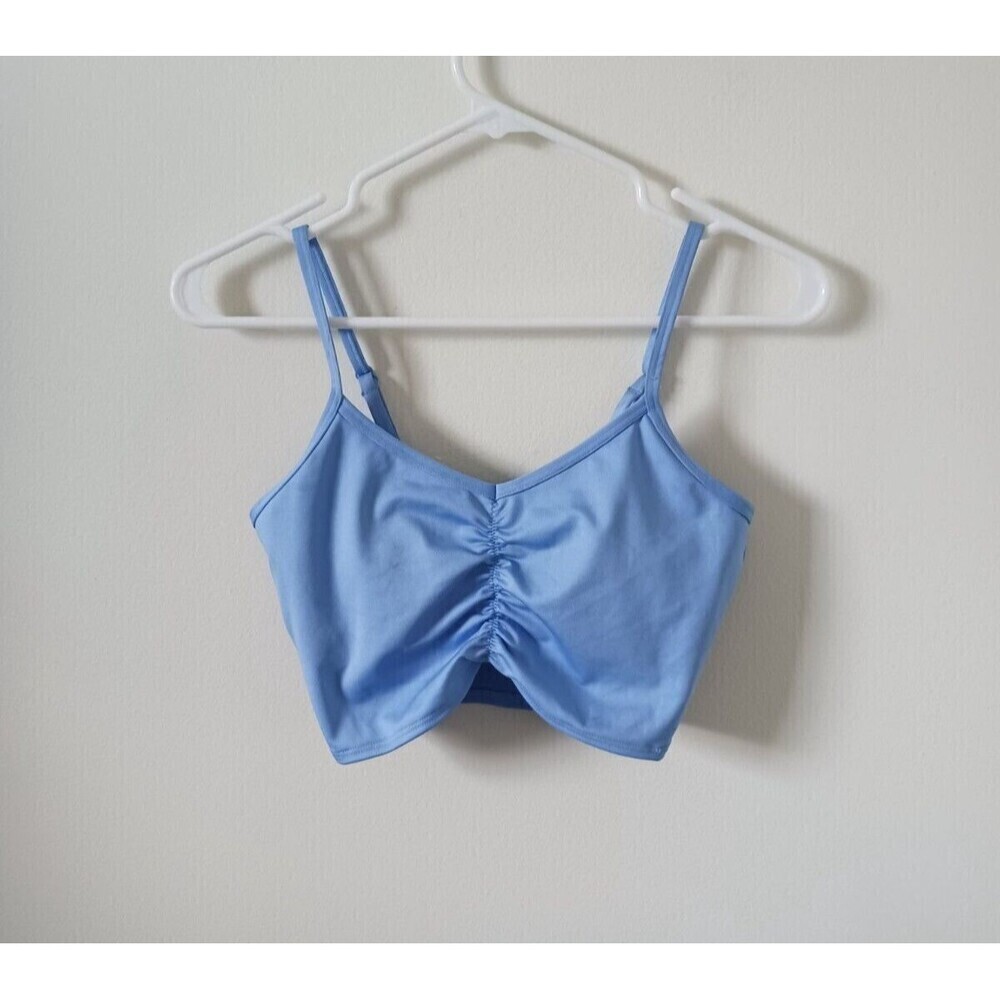 Victoria's Secret PINK Sports Bra Blue Logo Lightly Lined Gym Yoga Size XS